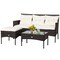 Costway 3PCS Patio Rattan Furniture Set 3-Seat Sofa Cushioned Table Garden Turqouise/Grey/Off White/Navy